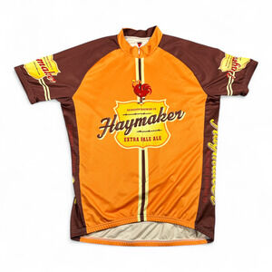 Bridgeport Brewing Cycling Jersey Adult LARGE Orange Retro Haymaker Ale Rooster